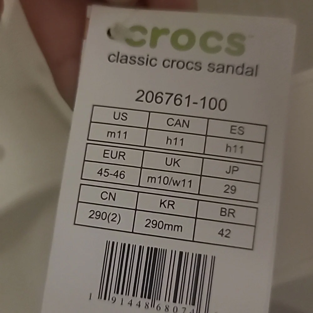 Crocs Classic Crocs Sandals Slides Slip Ons Shoes White Men's New Size 11
